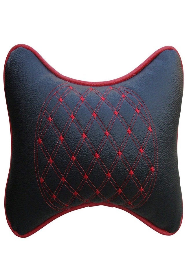 TJOM Car Headrest Pillow for Neck Pain Relief with Adjustable Strap, Foam & Breathable Removable Cover, Ergonomic Design - Softness Travel Car Neck Pillow - Red/Black Colour Pack of 2 - Image 4